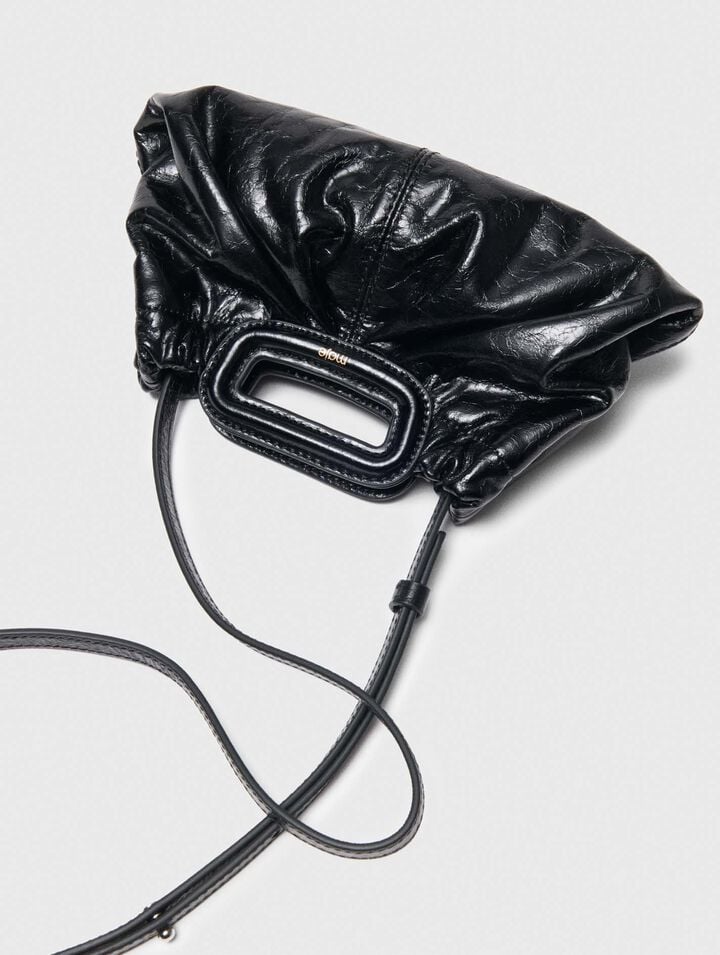 Crackled leather mini clutch