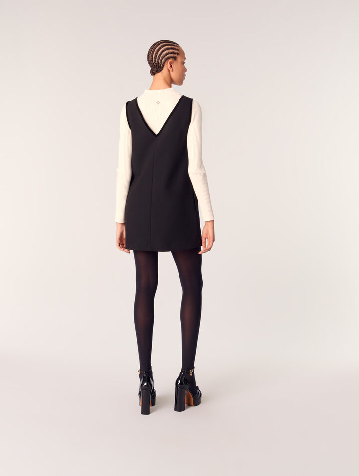 Pinafore mini dress with velvet collar