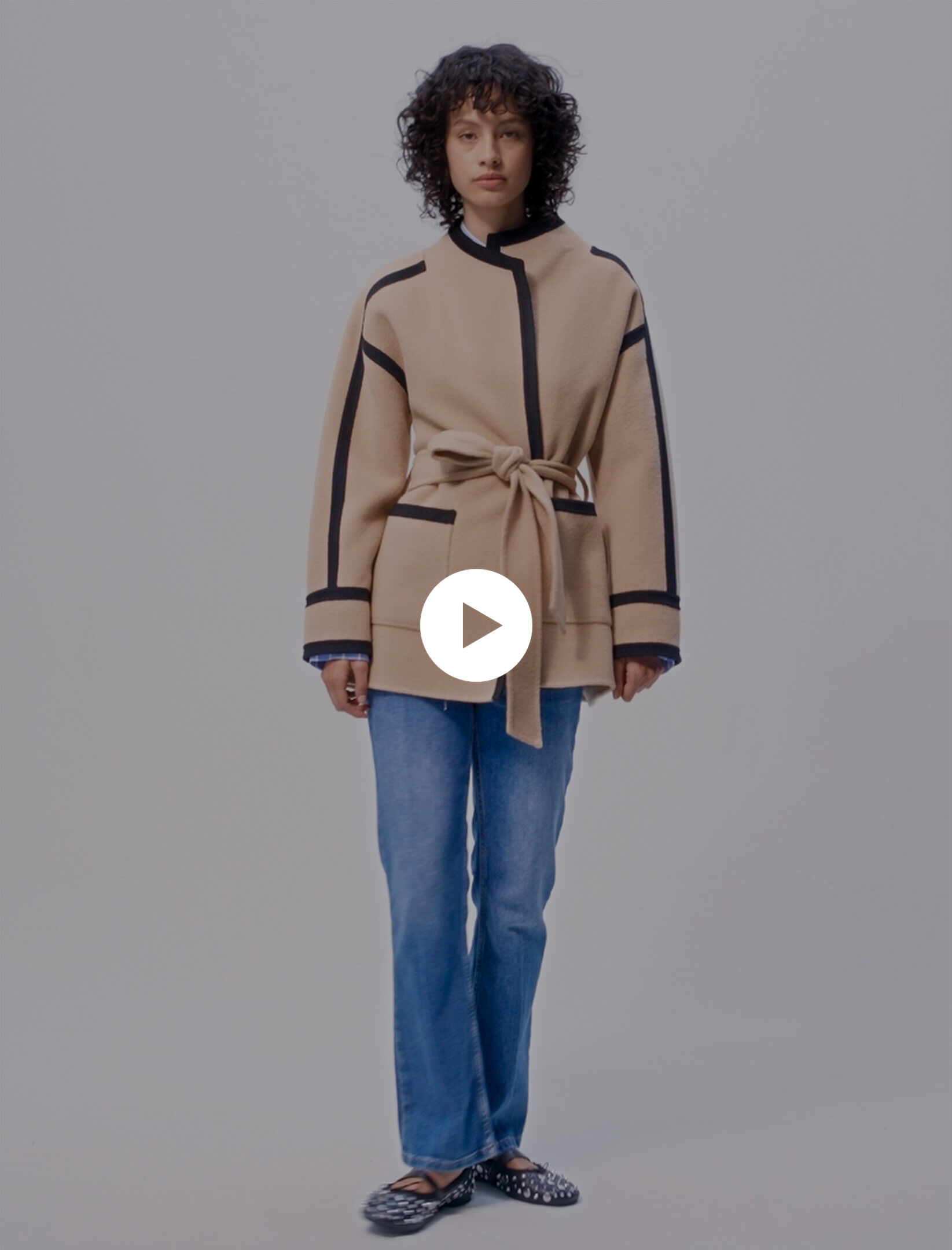 Short two-tone coat Brown For Women | Maje