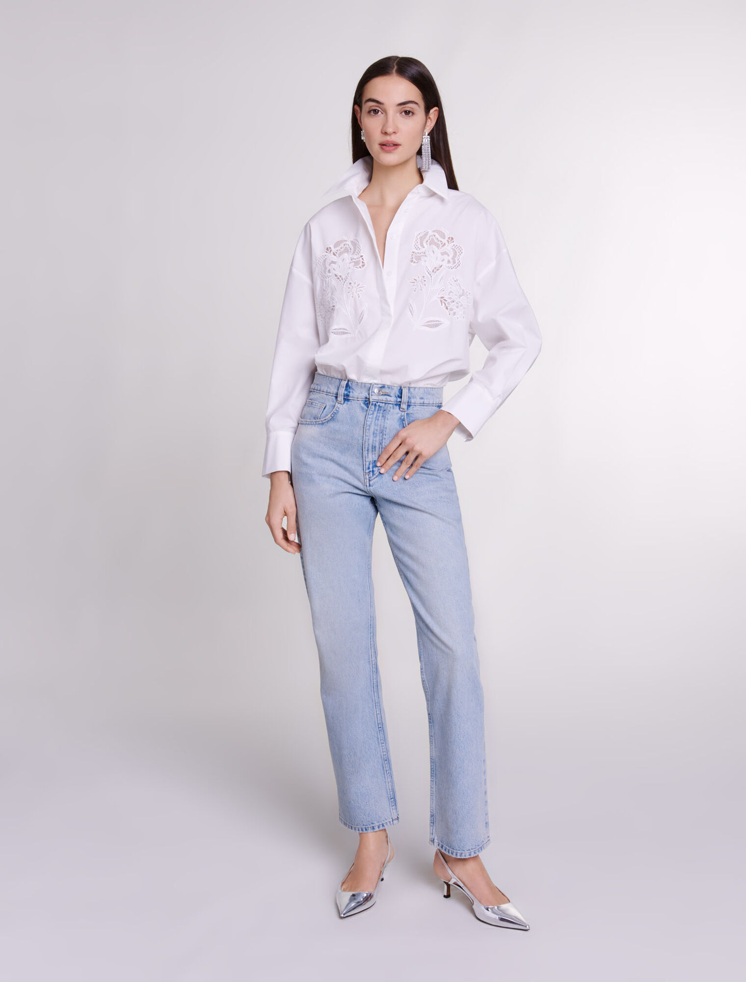 Jean droit avec ceinture bijou