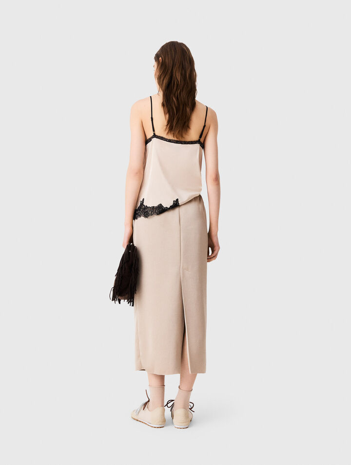 Jupe crayon en satin