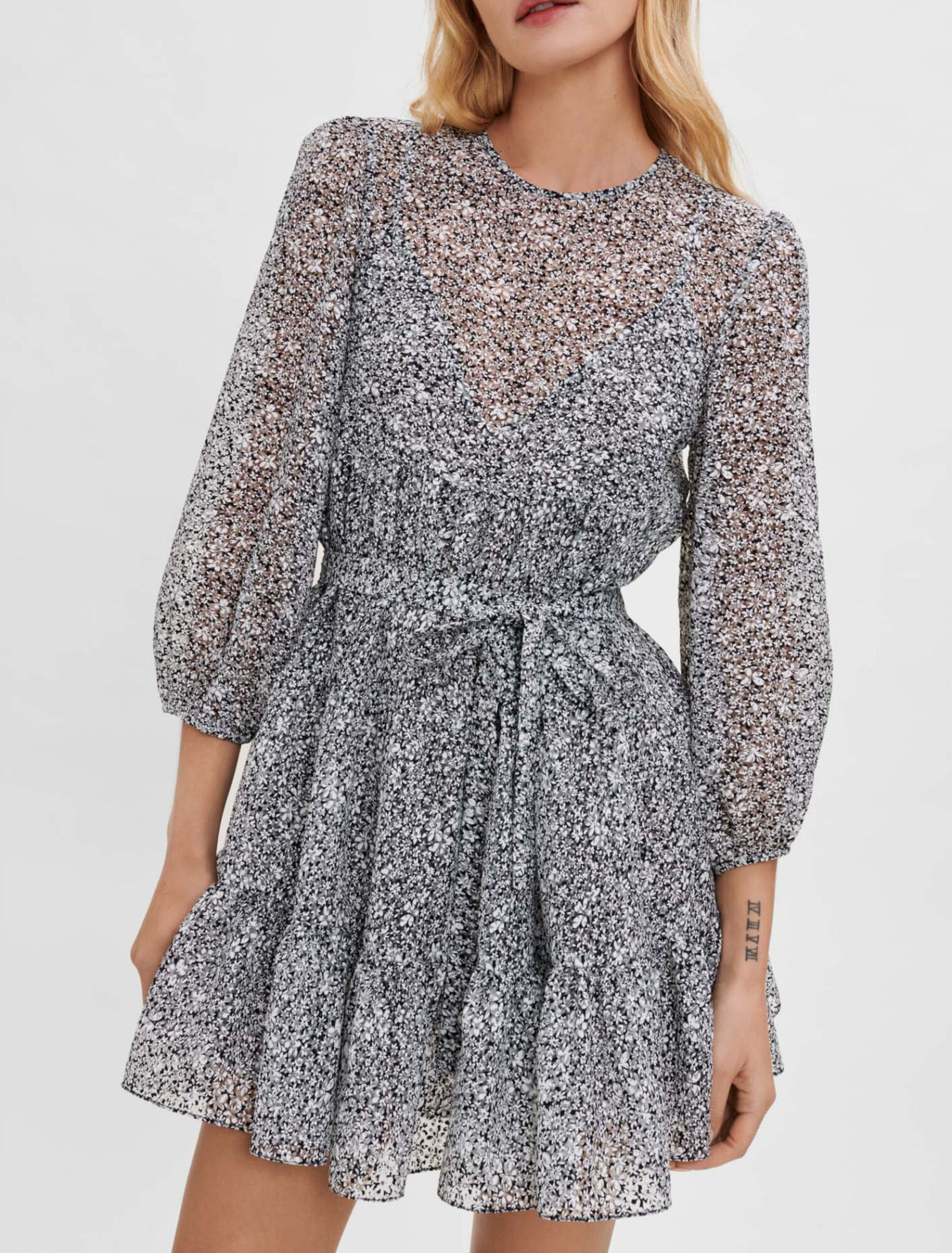 Robe baby doll en jacquard imprimé