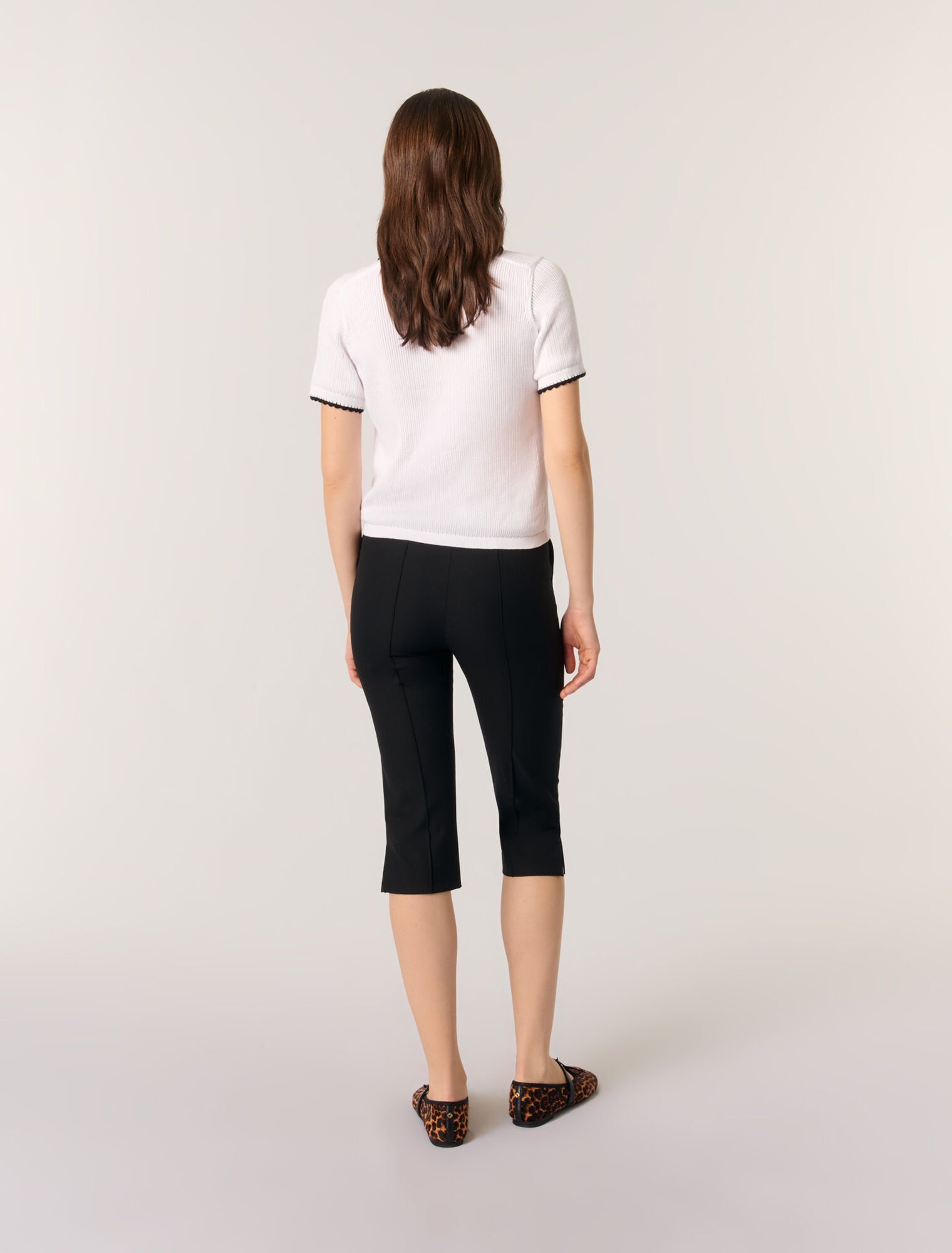 Pointelle knit crochet polo shirt