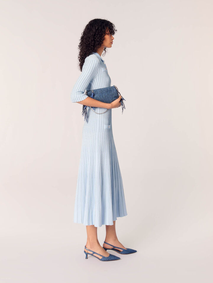 Escarpins slingback en denim strassé