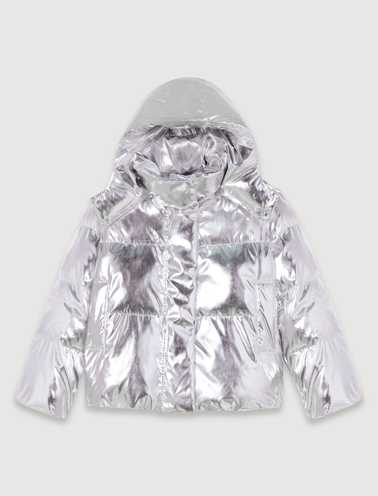 めい Silver hooded jacket
