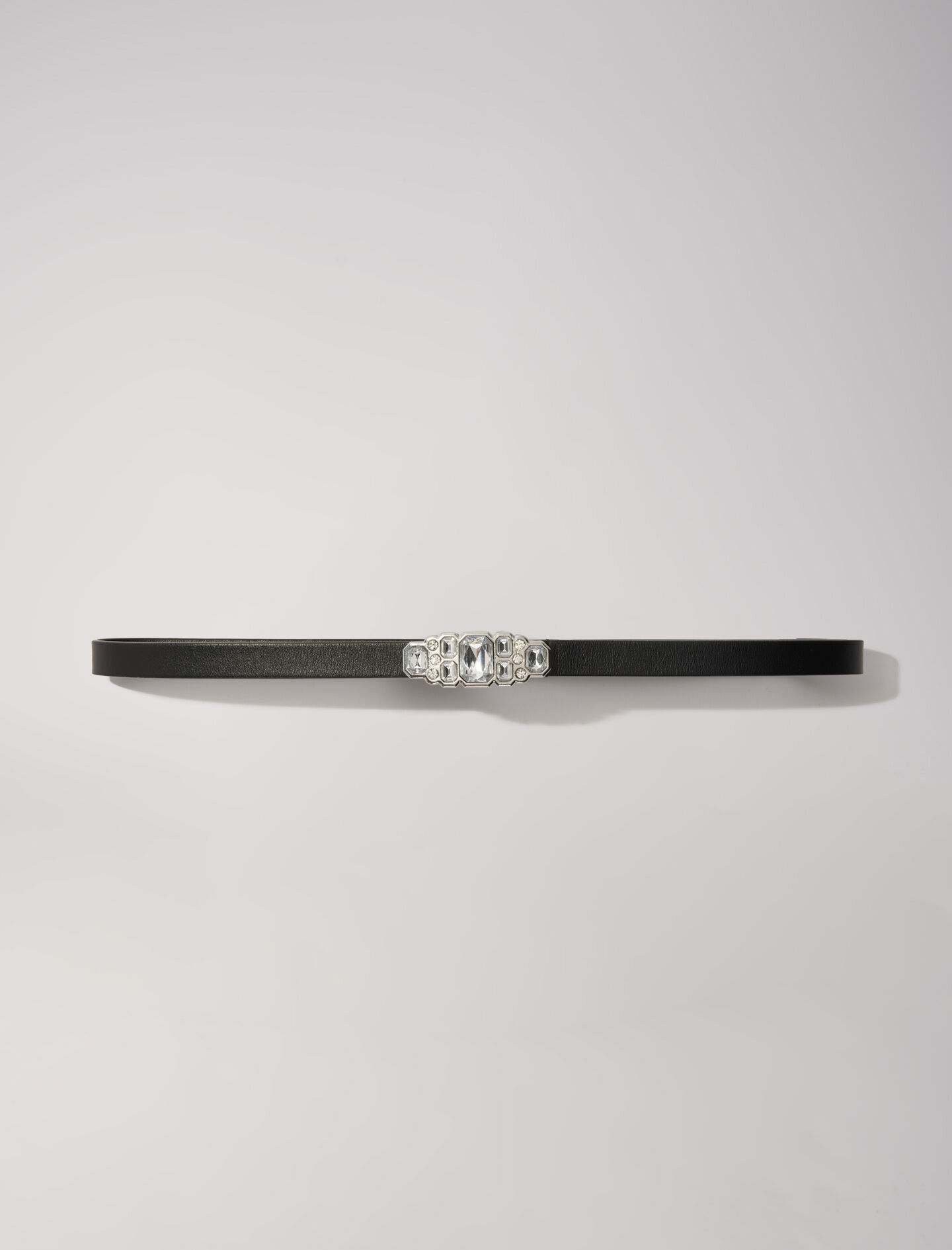 Slim rhinestone belt Black Gray For Women Maje