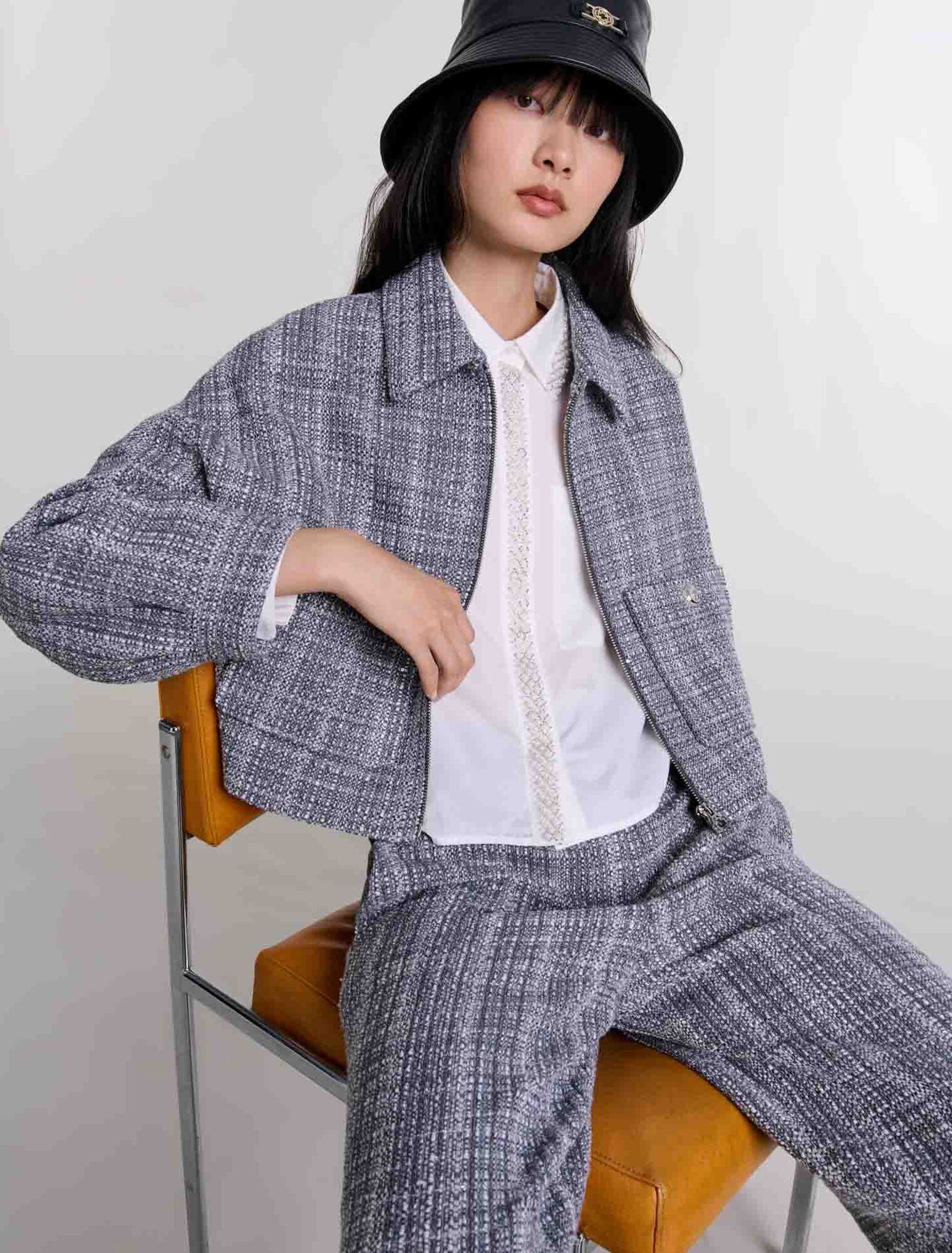Blouson court en tweed