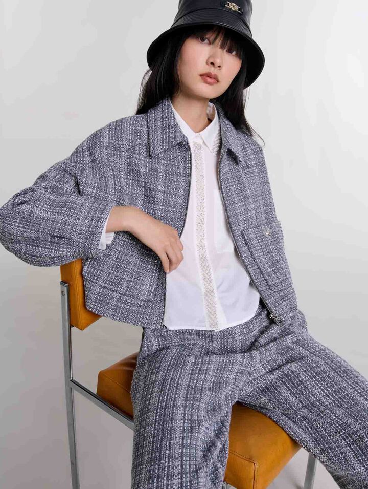 Blouson court en tweed