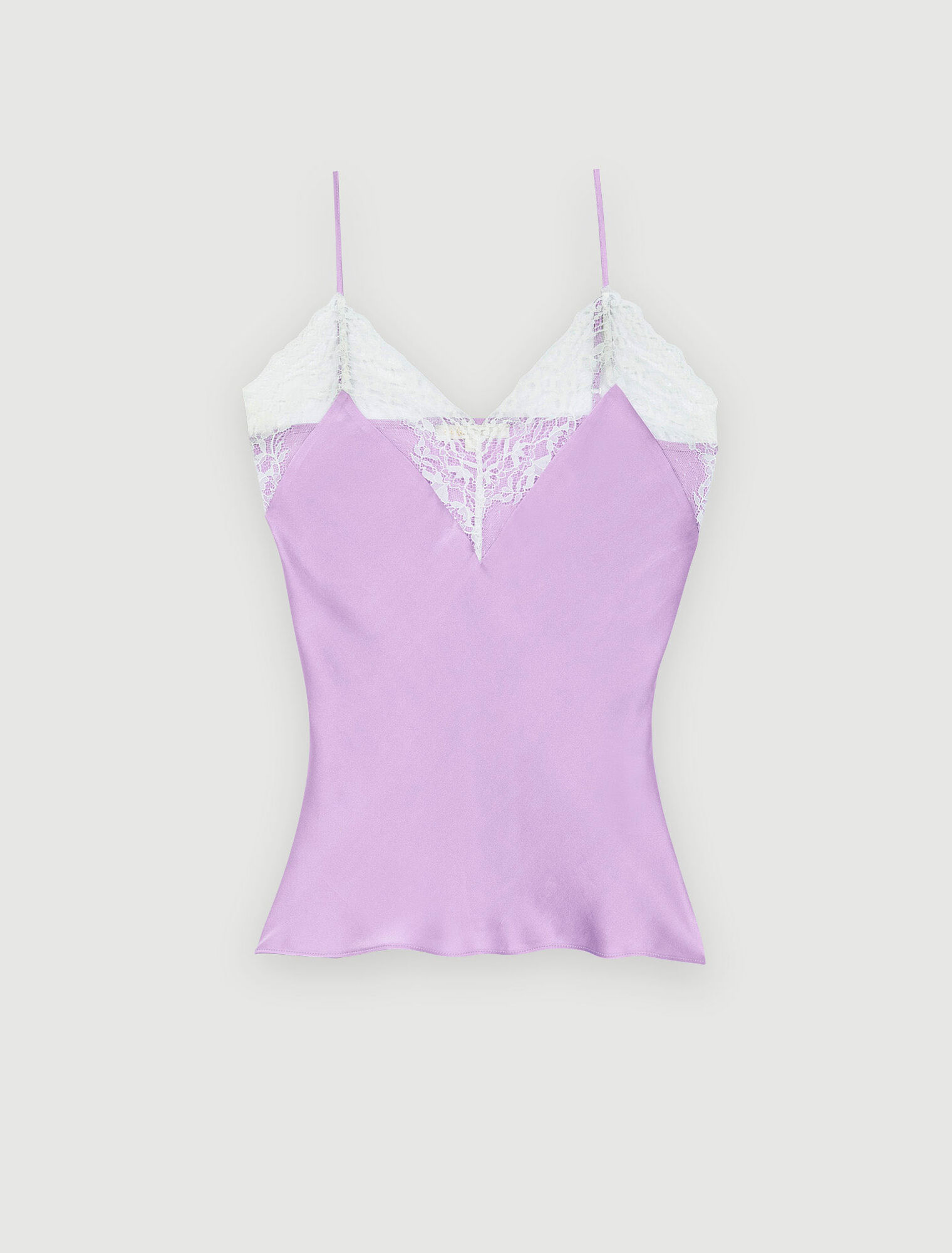 Top en satin de soie et dentelles