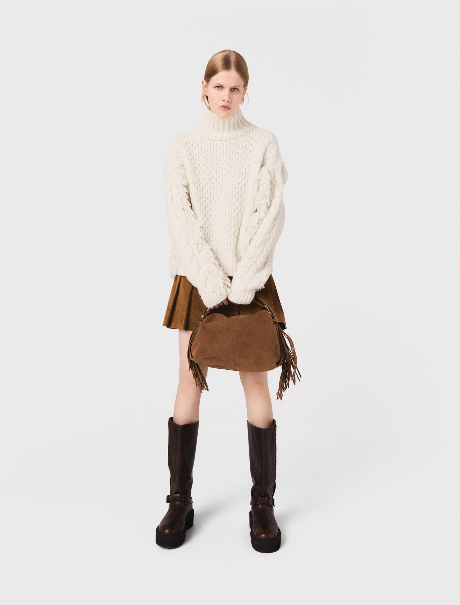 Pull en laine melangé avec franges