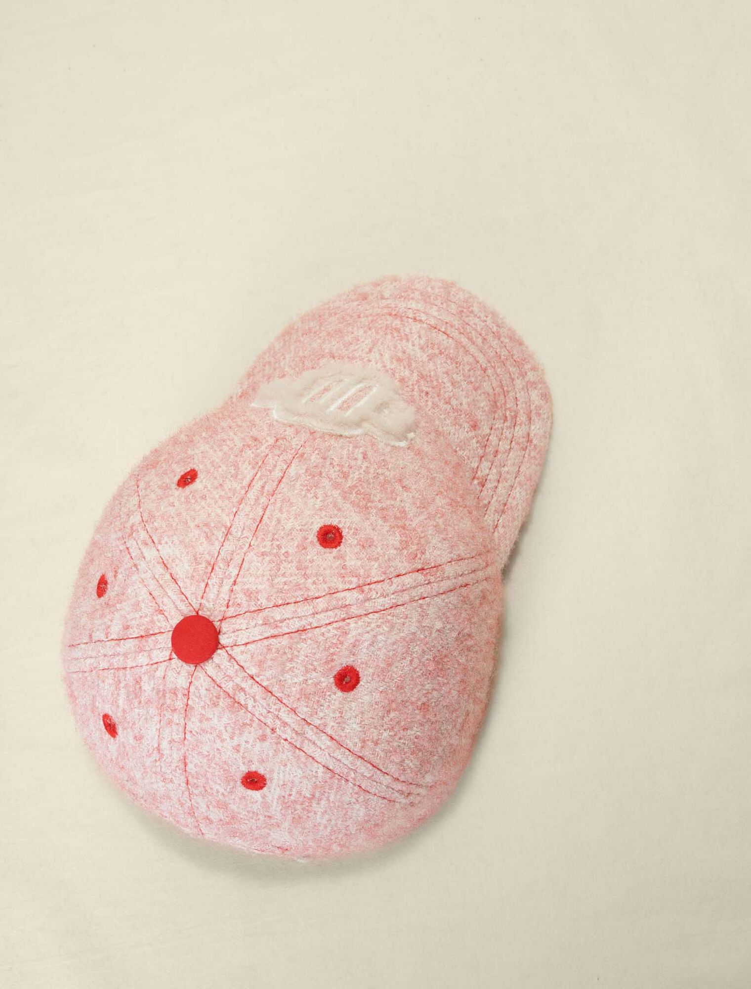 Casquette effet tweed rose