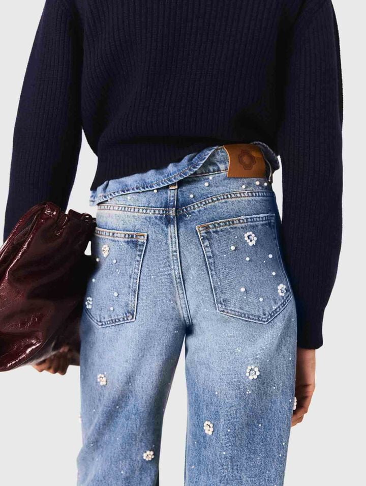 Jean large brod&eacute;