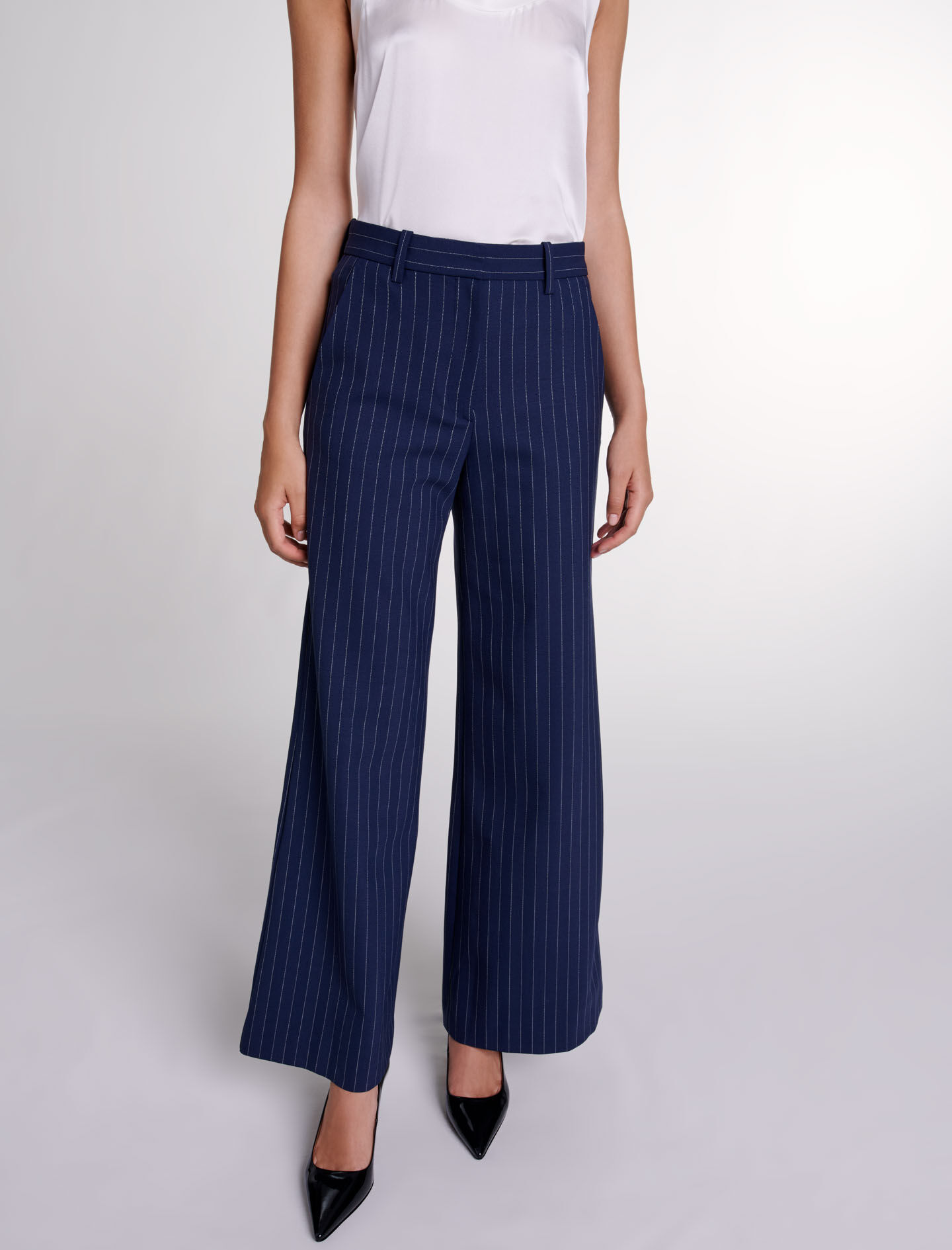 Striped trousers Blue For Women | Maje