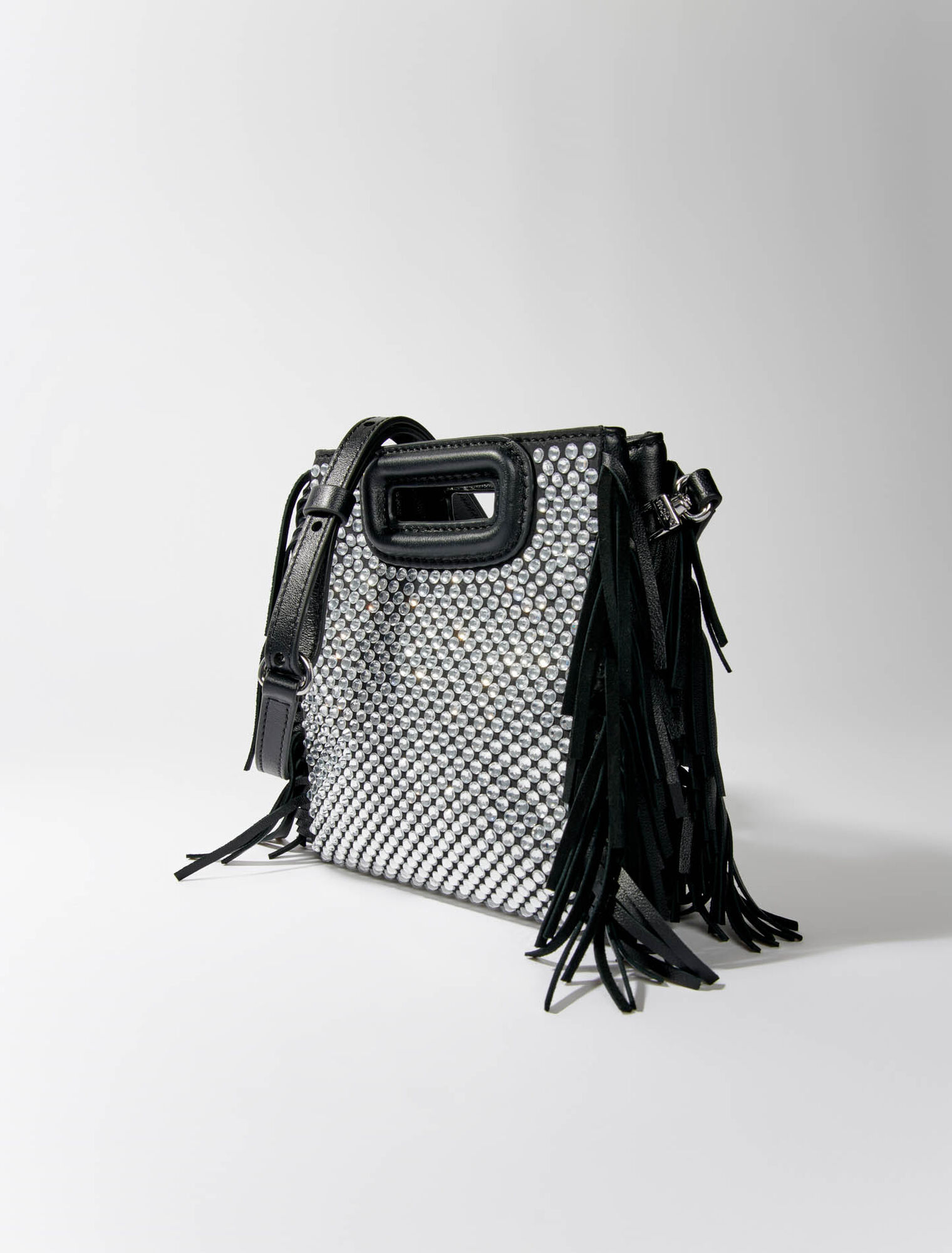 M mini leather bag with rhinestones