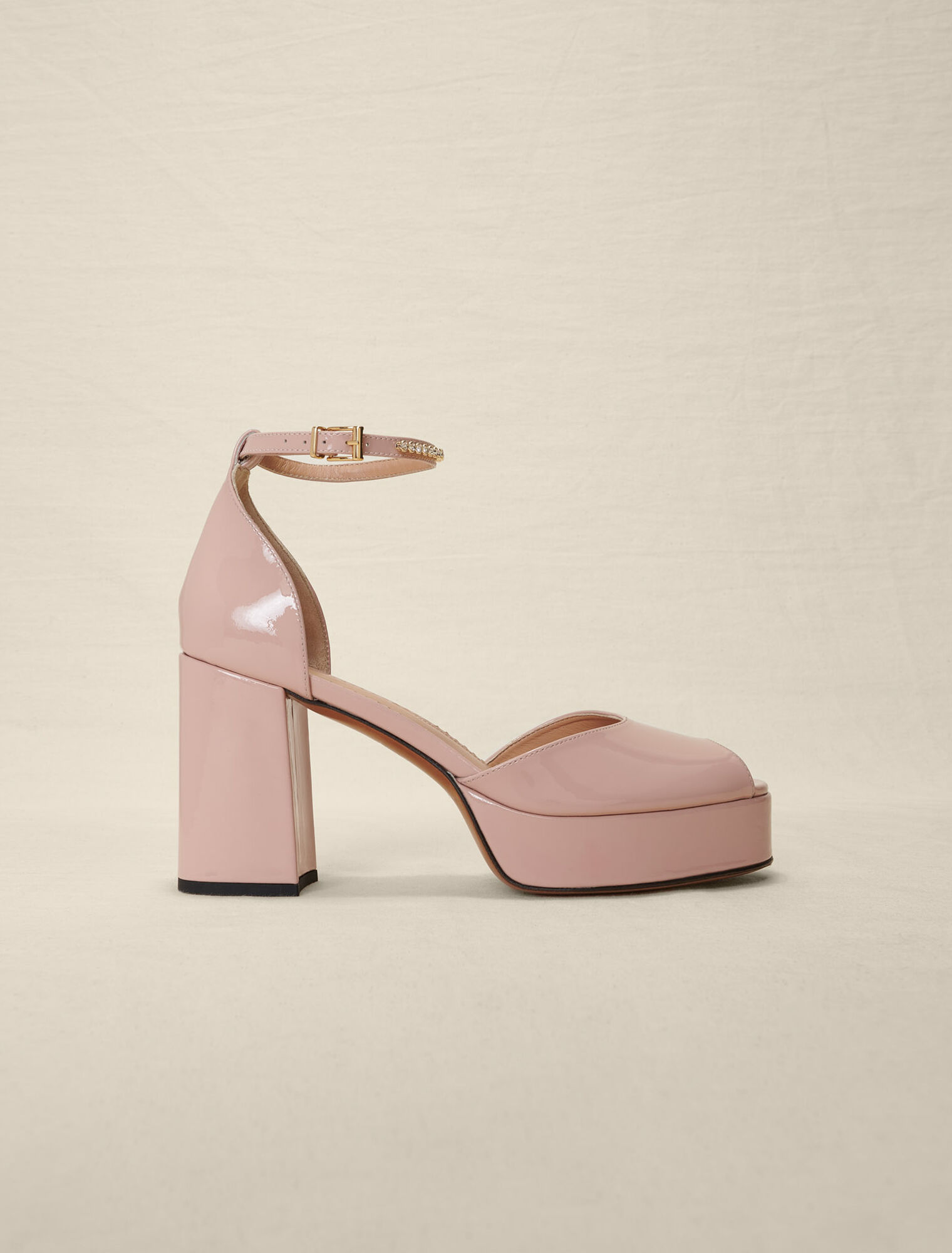 Sandales à talon en cuir vernis