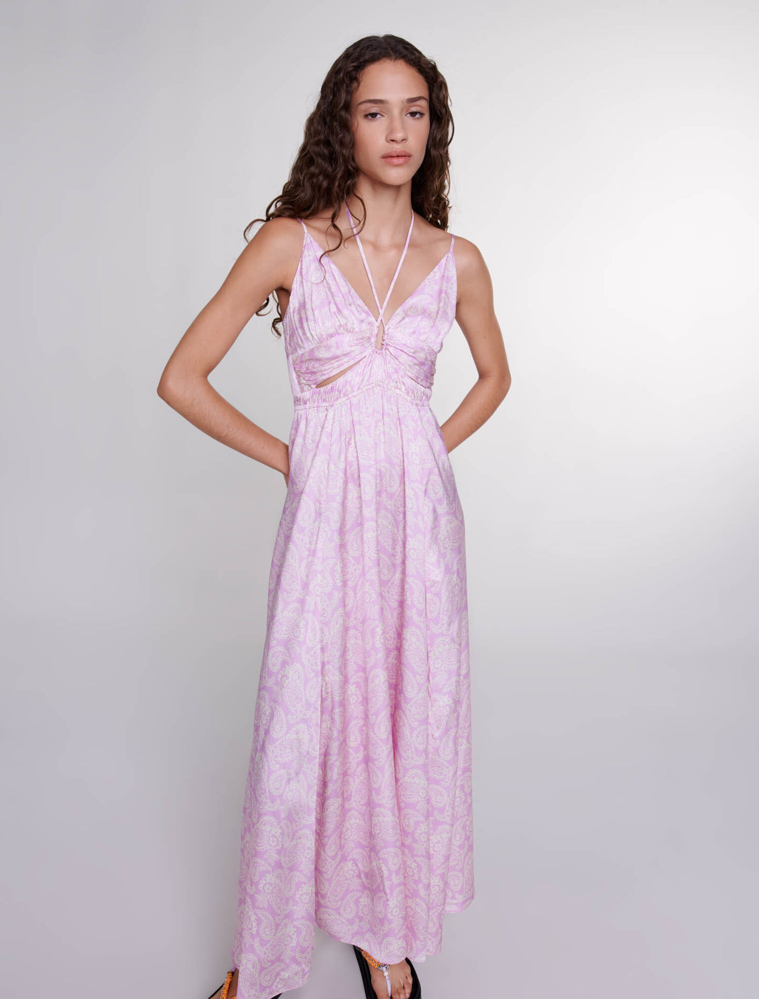 Robe longue imprimée ajourée