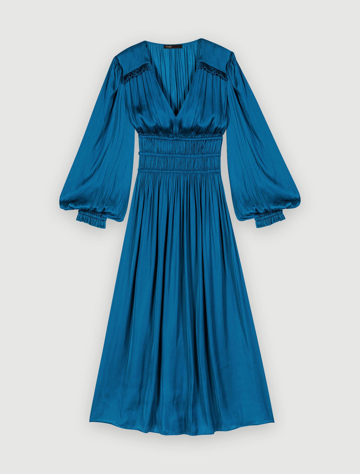 Midi dress in ruffled satin