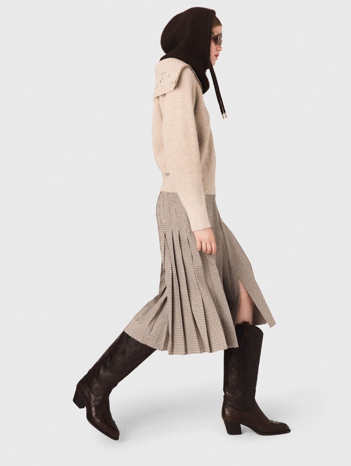 Pull strassé avec col demi-zip