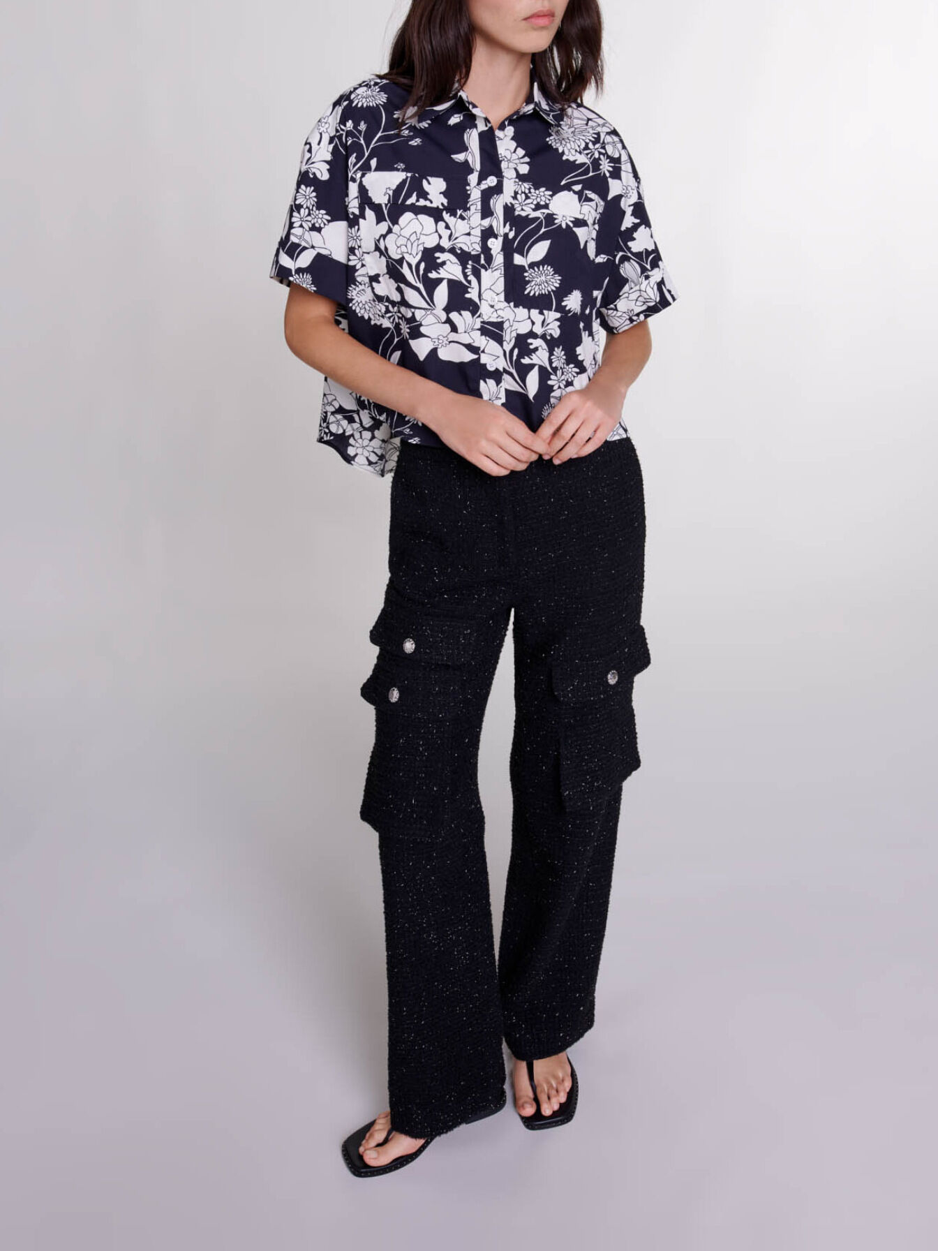 Tweed trousers Black / Gray For Women | Maje