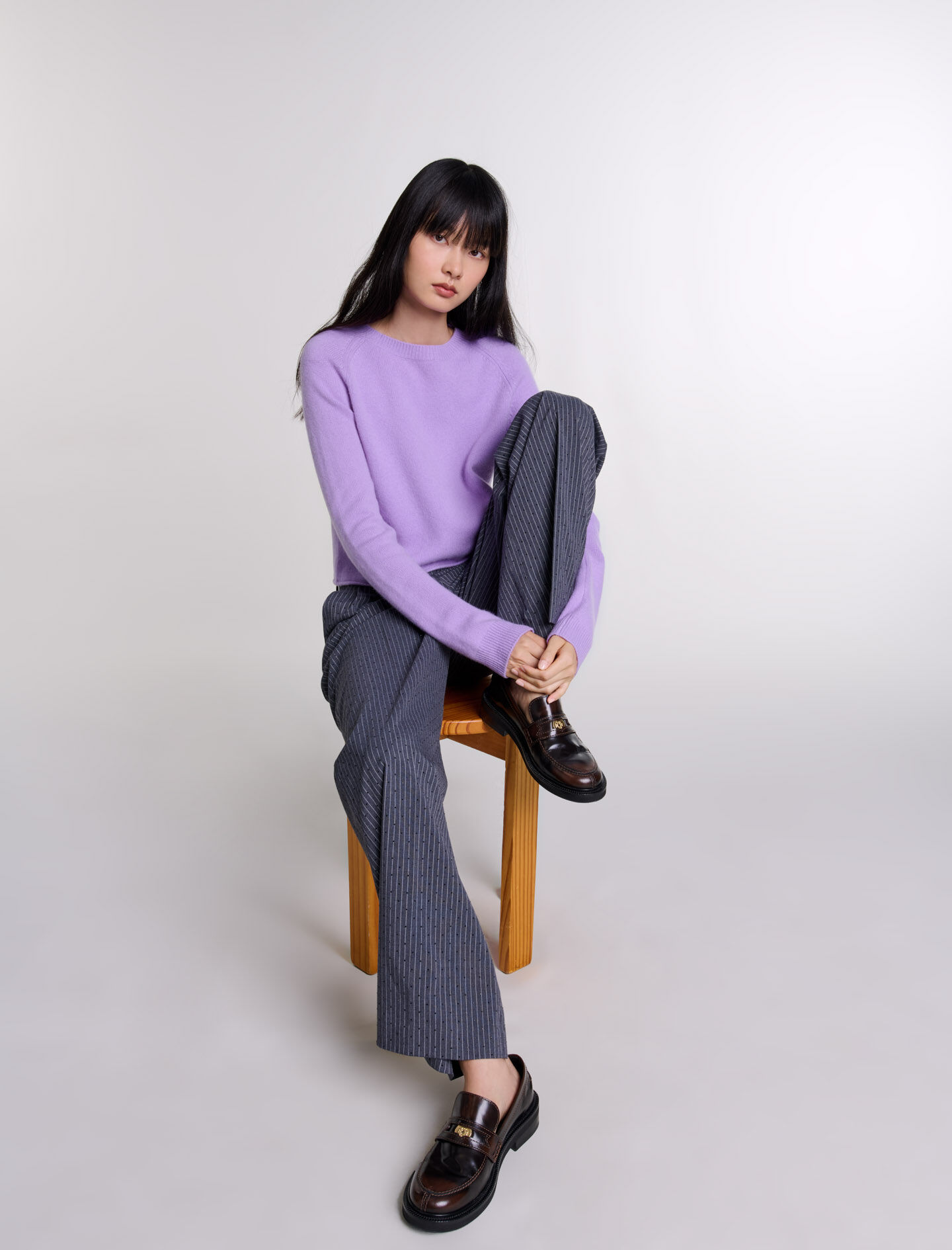 majeページ Rhinestone suit trousers Black / Gray For Women | Maje