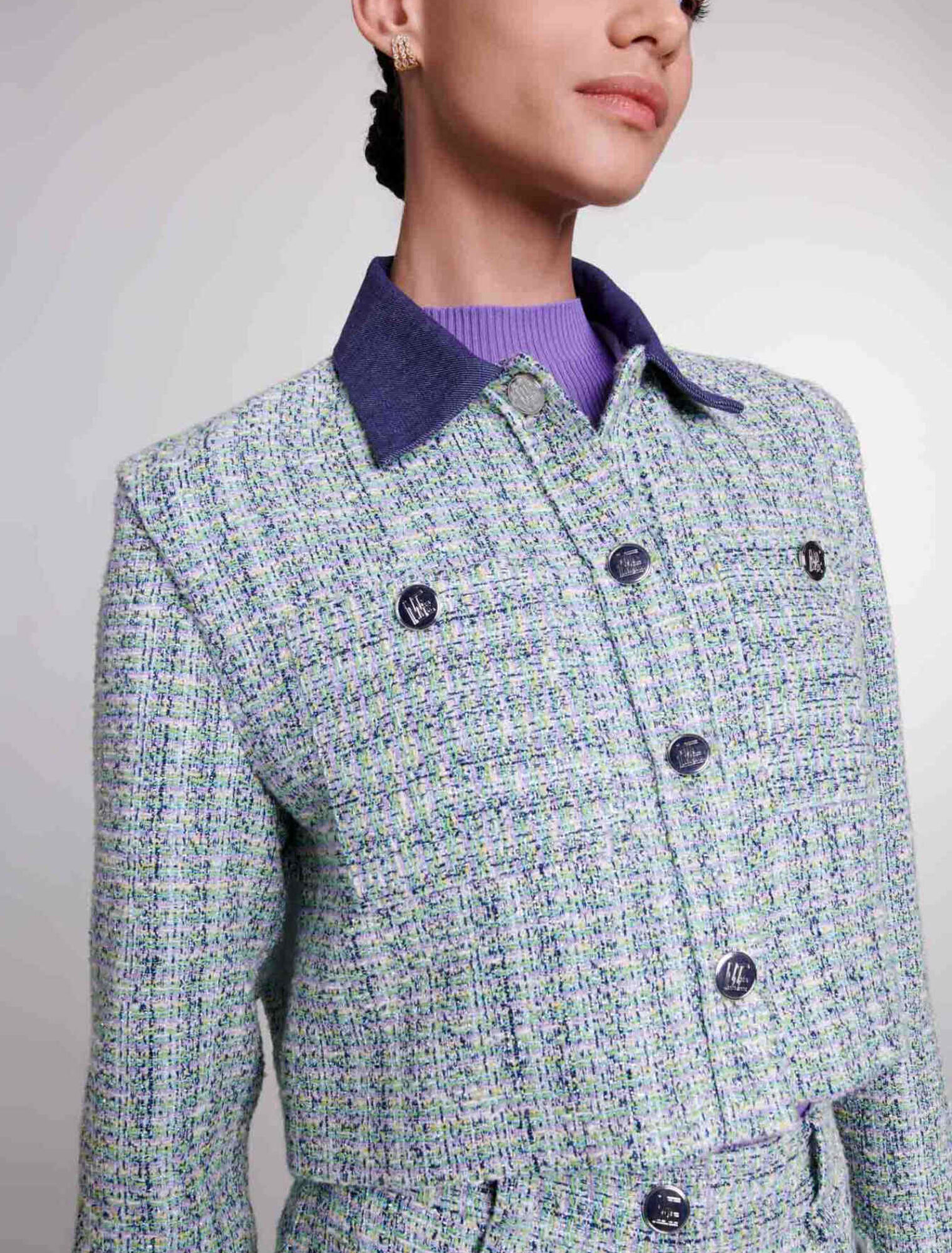 Veste courte en tweed contrasté Veste courte en tweed contrasté
