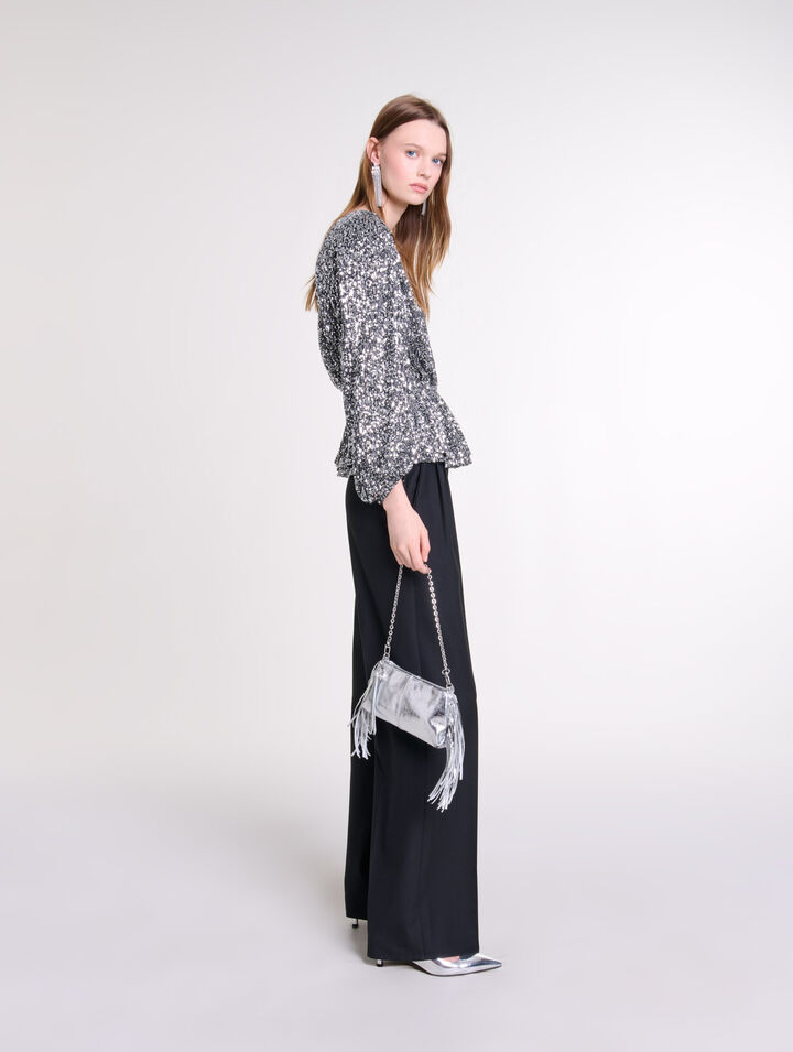 Top smock&eacute; &agrave; sequins