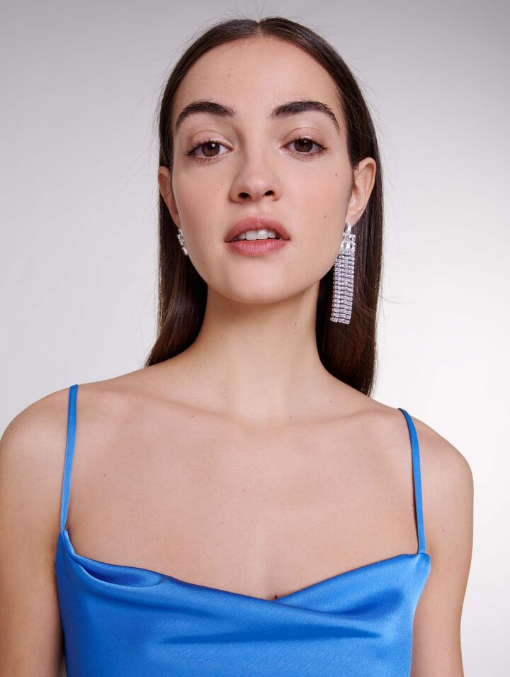 Robe longue satinée asymétrique