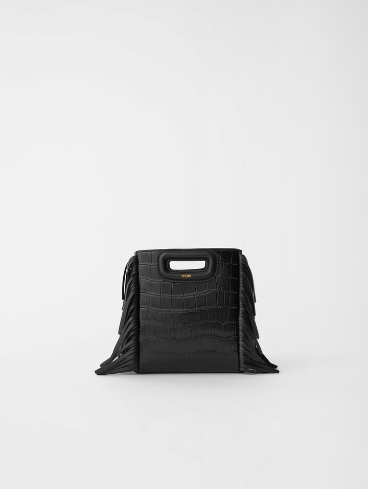 Croc-embossed leather mini M bag