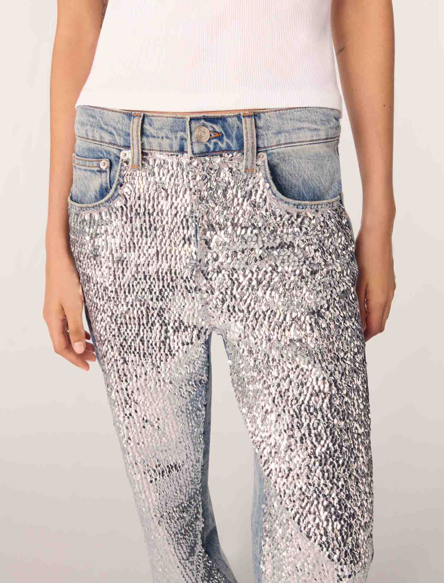 majeページ Rhinestone jeans Blue For Women | Maje