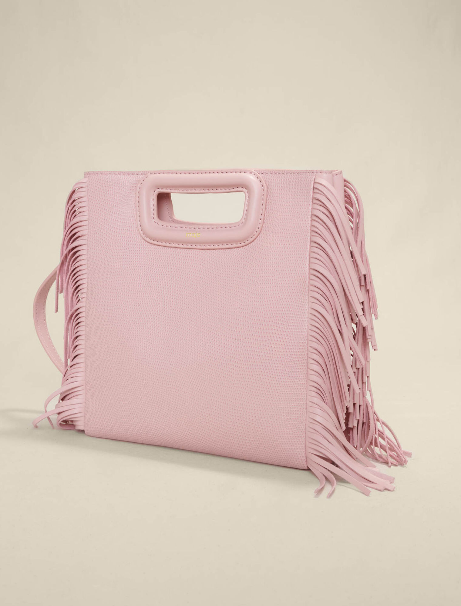 Lizard effect embossed leather M