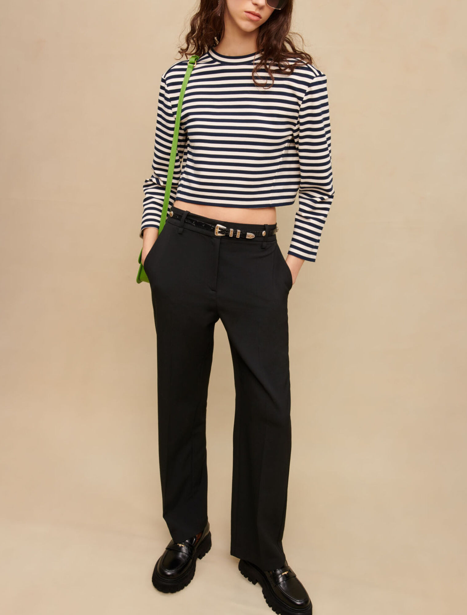 Pantalon de tailleur noir large