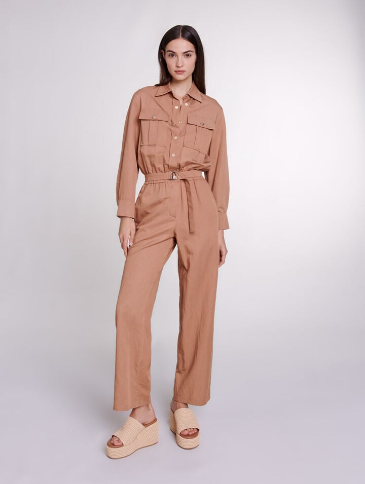 Combinaison pantalon en lin mélangé