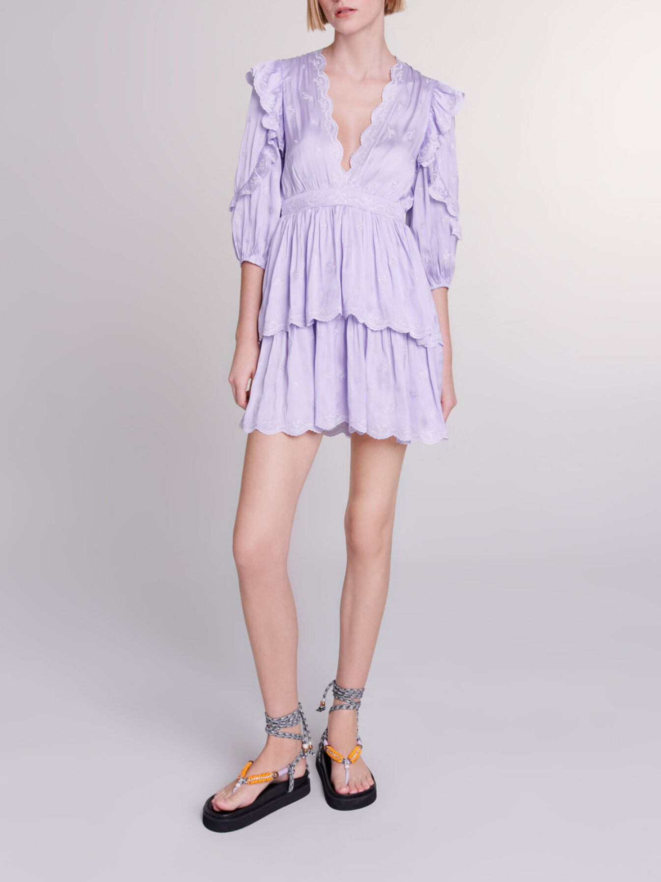 maje マージュ Embroidered satin dress ワンピース Embroidered satin dress
