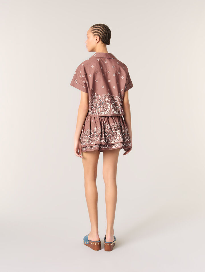 Chemise courte imprimée à strass
