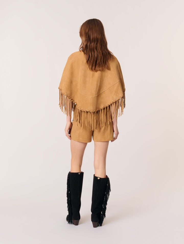 Short leather fringed coat