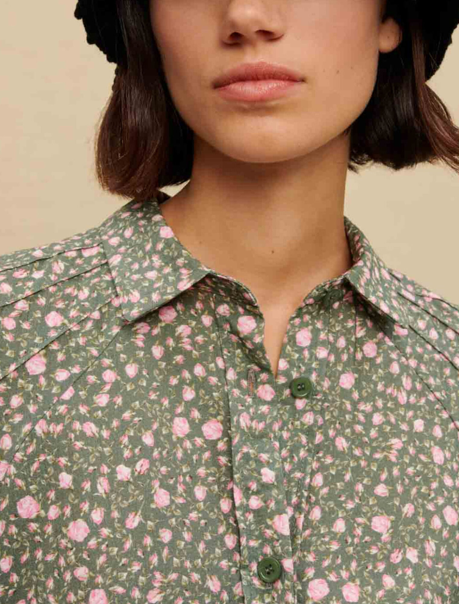 Chemise imprimé boutons de roses