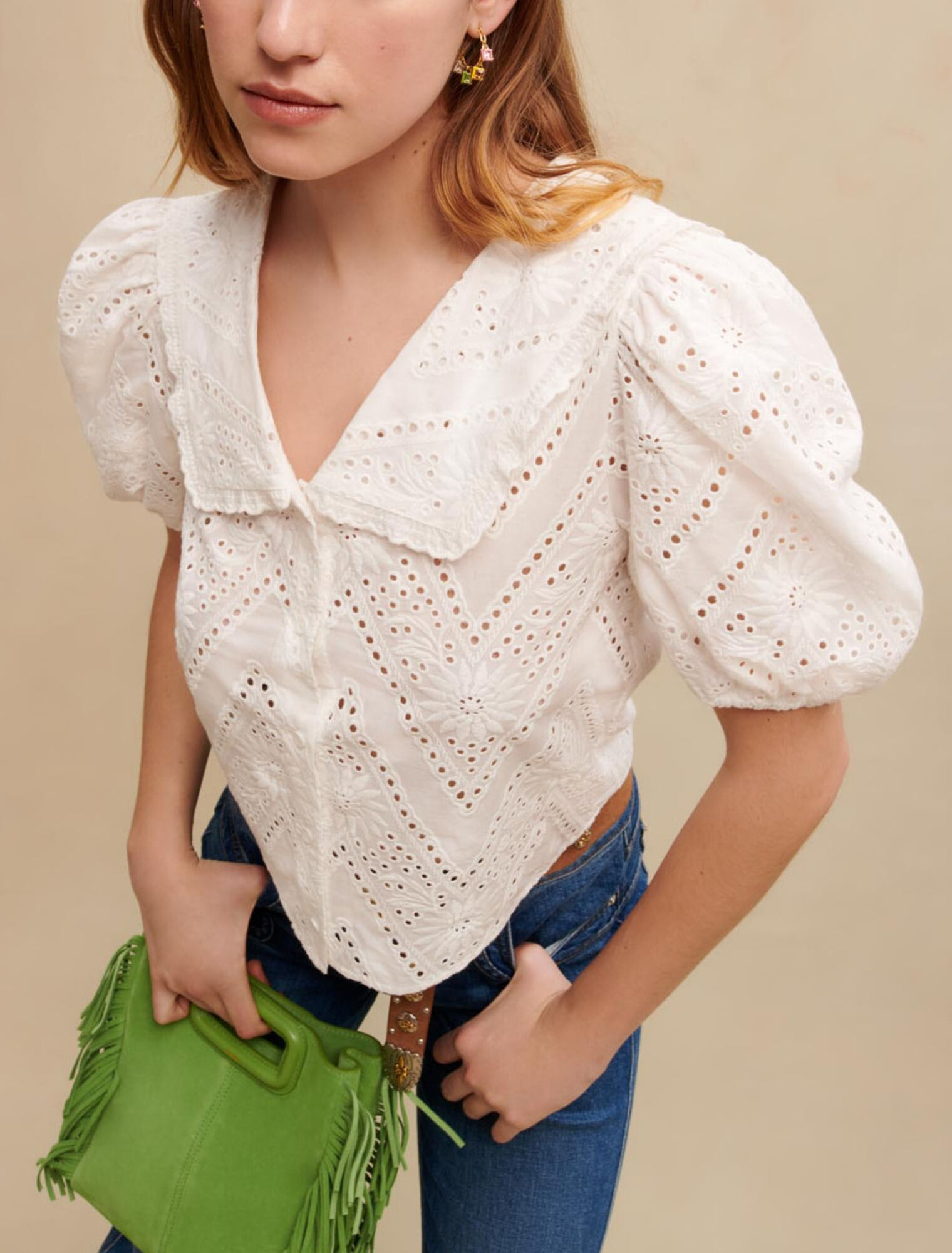 Embroidered cropped shirt