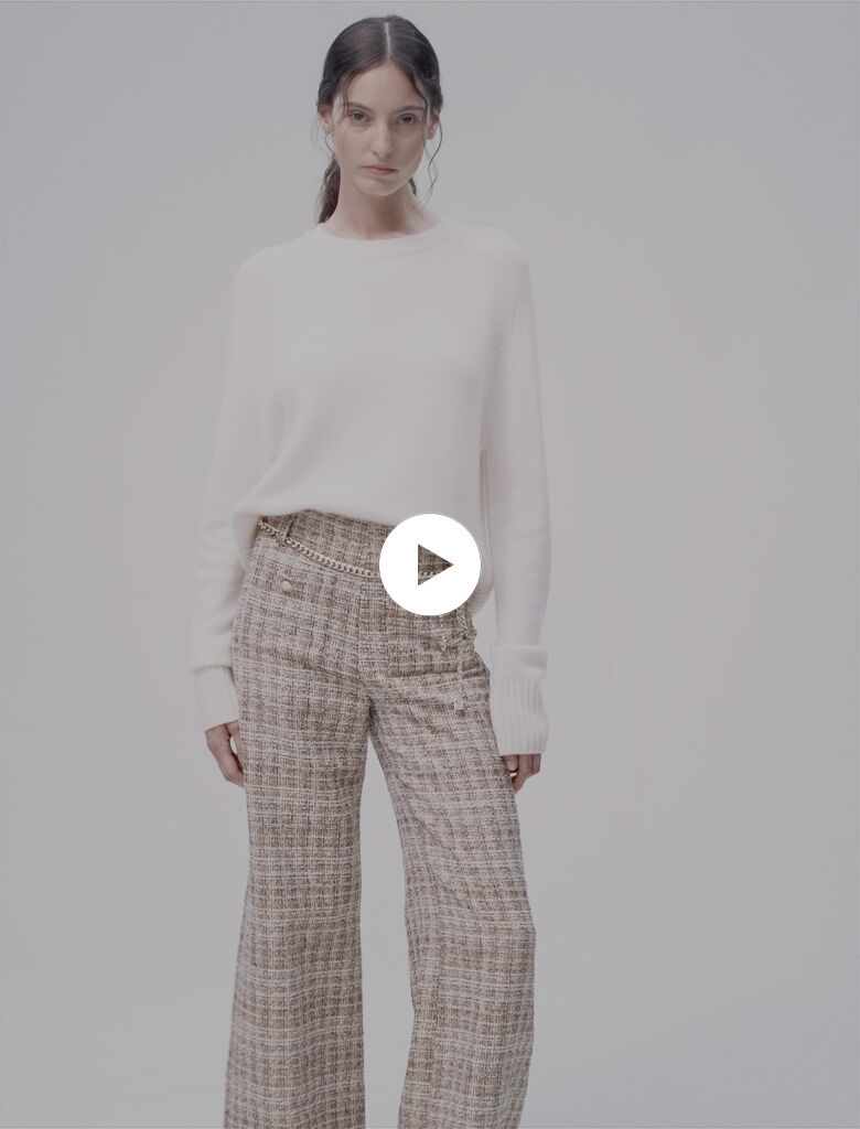 パンツ Needles Basic Trouser fancy tweed Wide-leg tweed trousers Green For Women | Maje