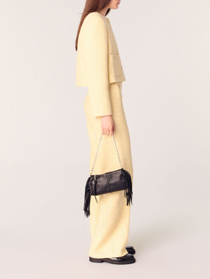 Straight-leg tweed/lurex trousers