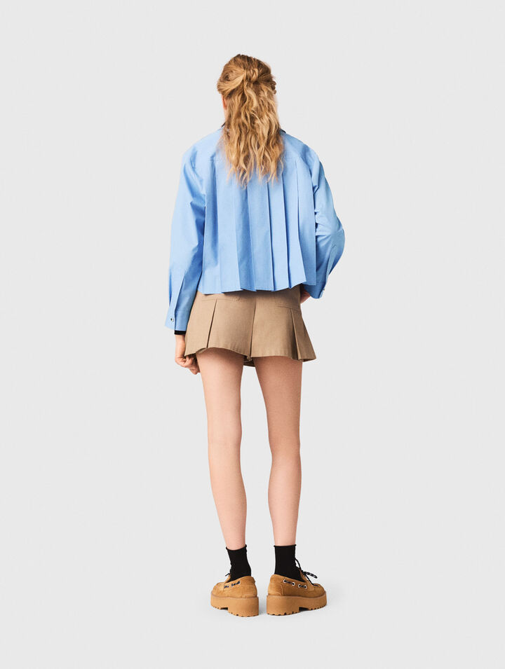 Short &agrave; plis en coton