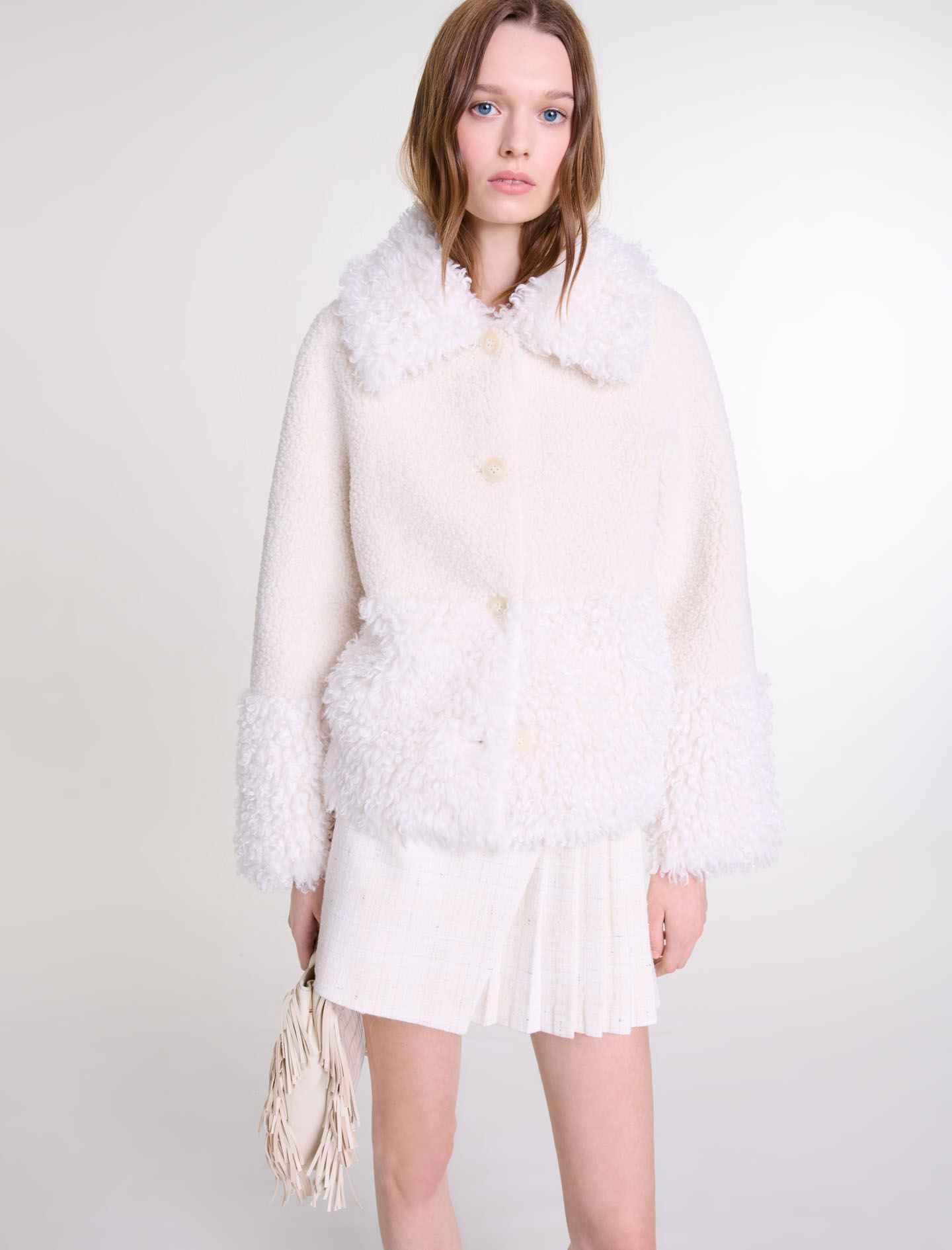 Short fake fur coat White For Women | Maje