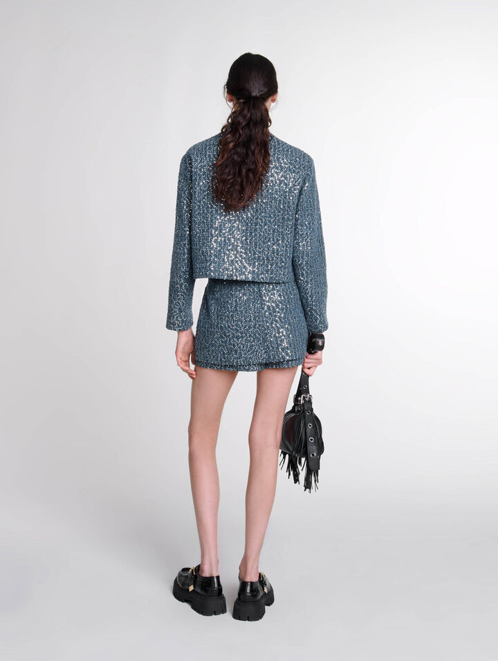 Veste en tweed ornée de sequins