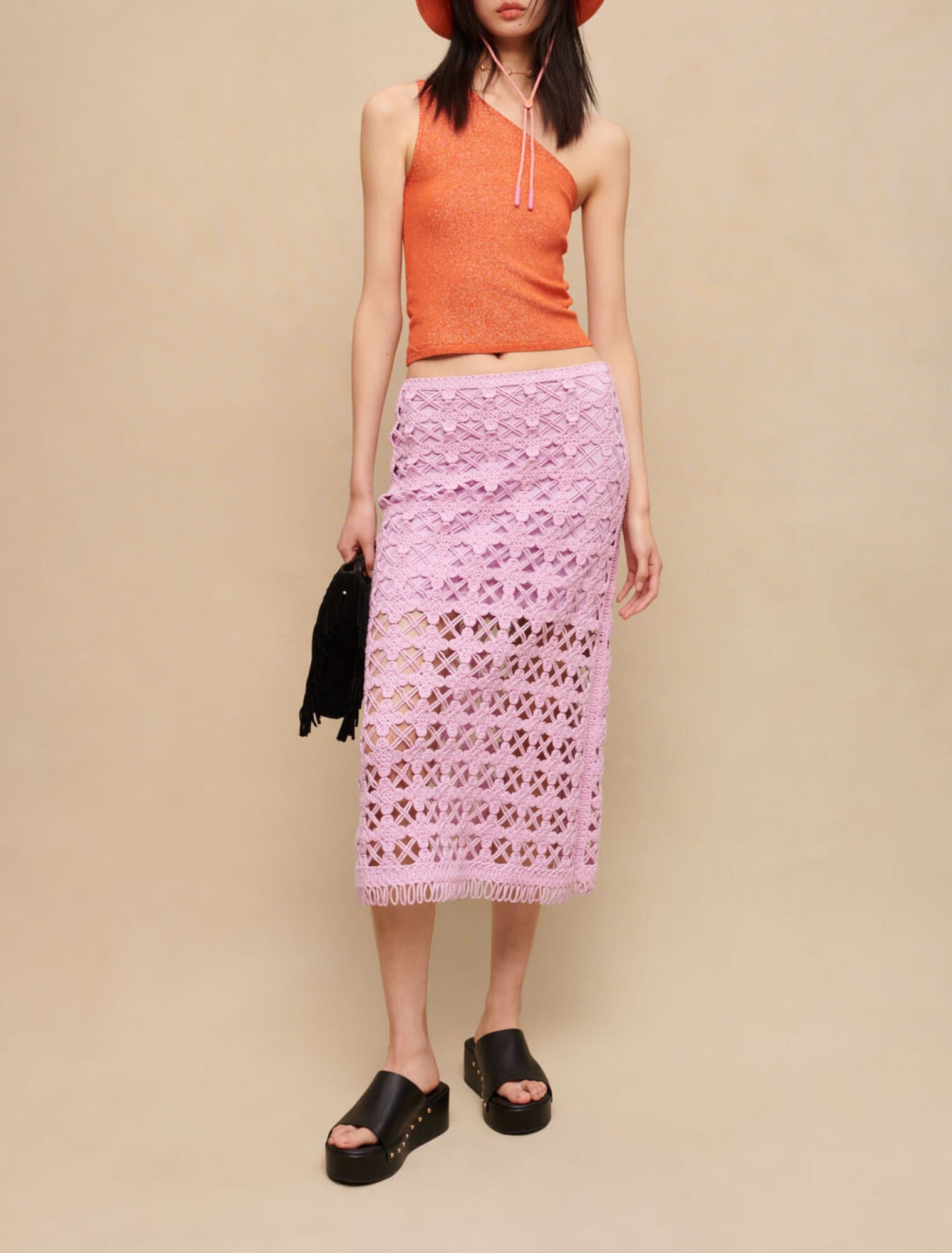 Jupe midi en crochet