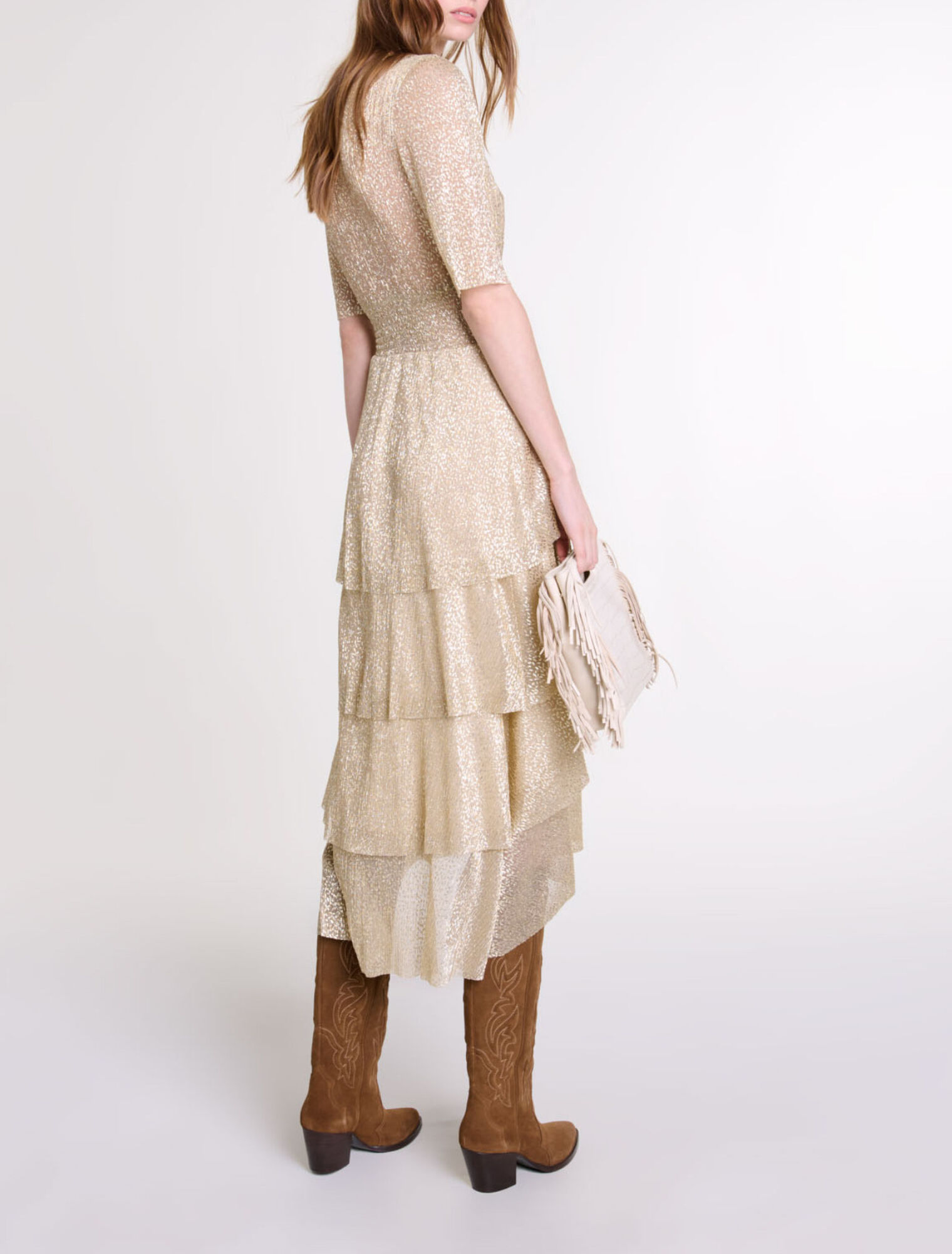 Shimmer dress with ruffles