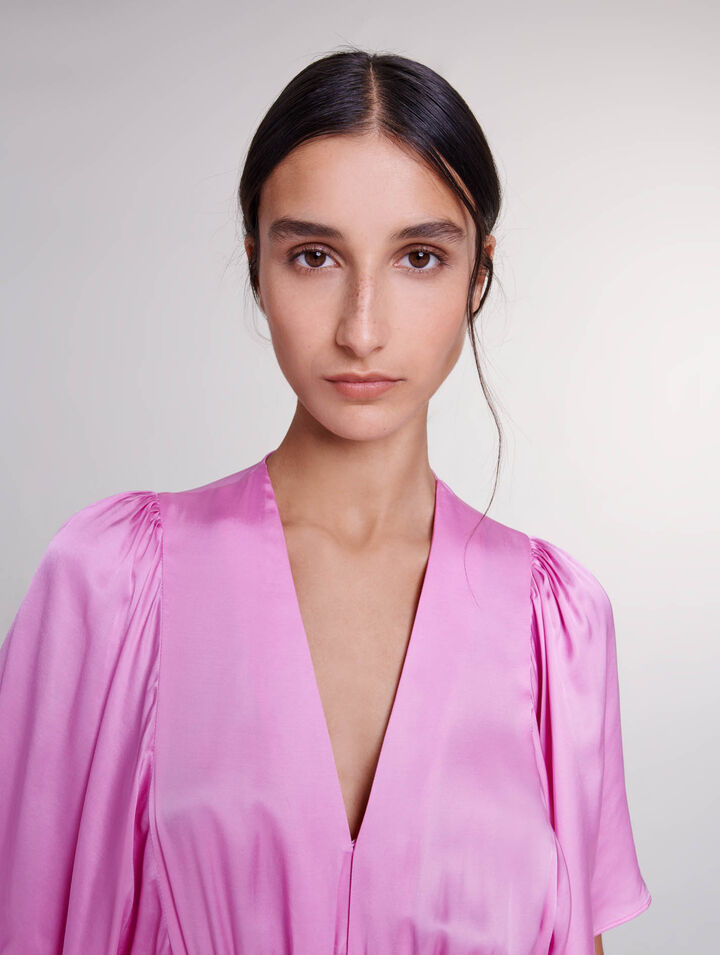 Robe longue satinée