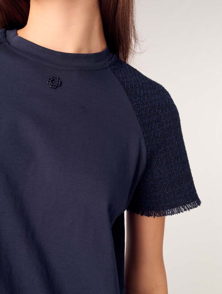 Tee-shirt à manches tweed