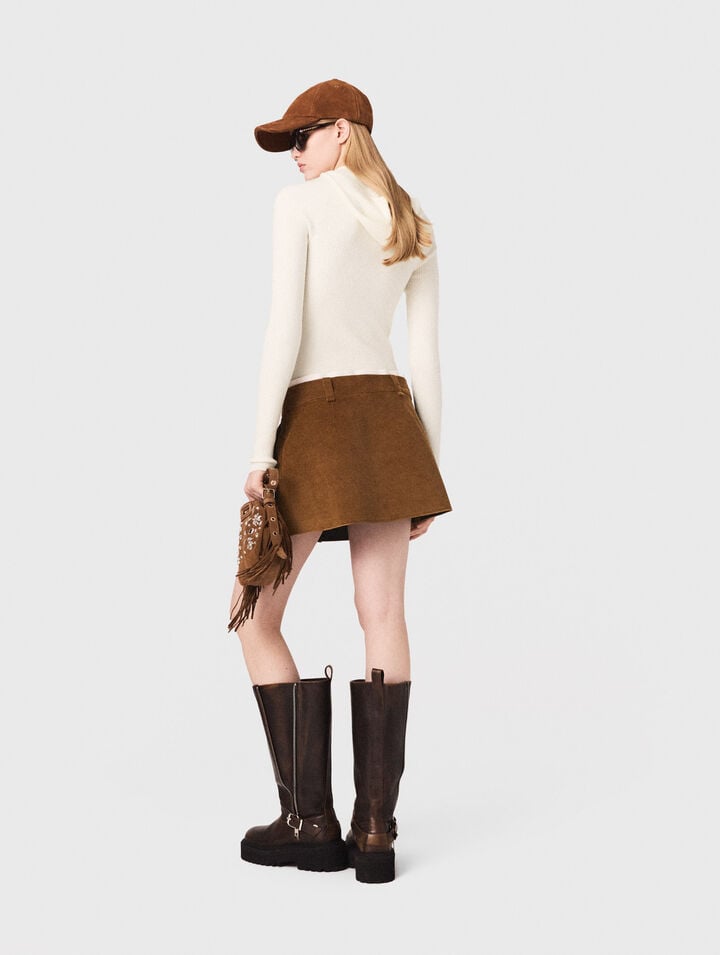 Pleated corduroy mini skirt