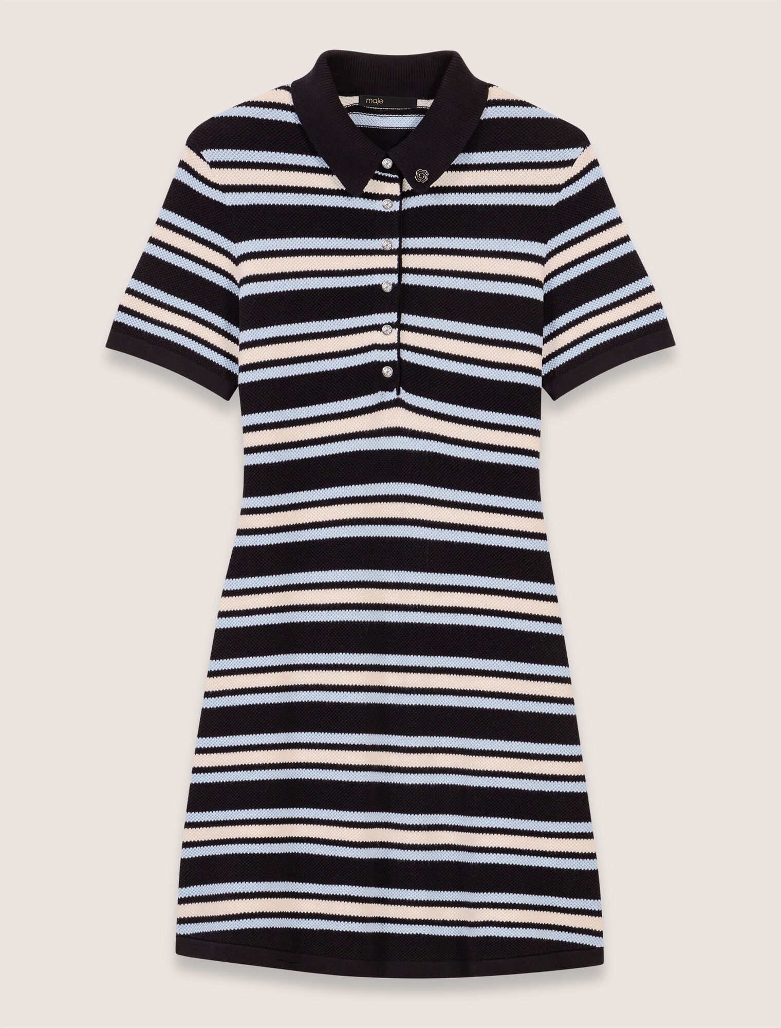 Robe polo en maille à rayures