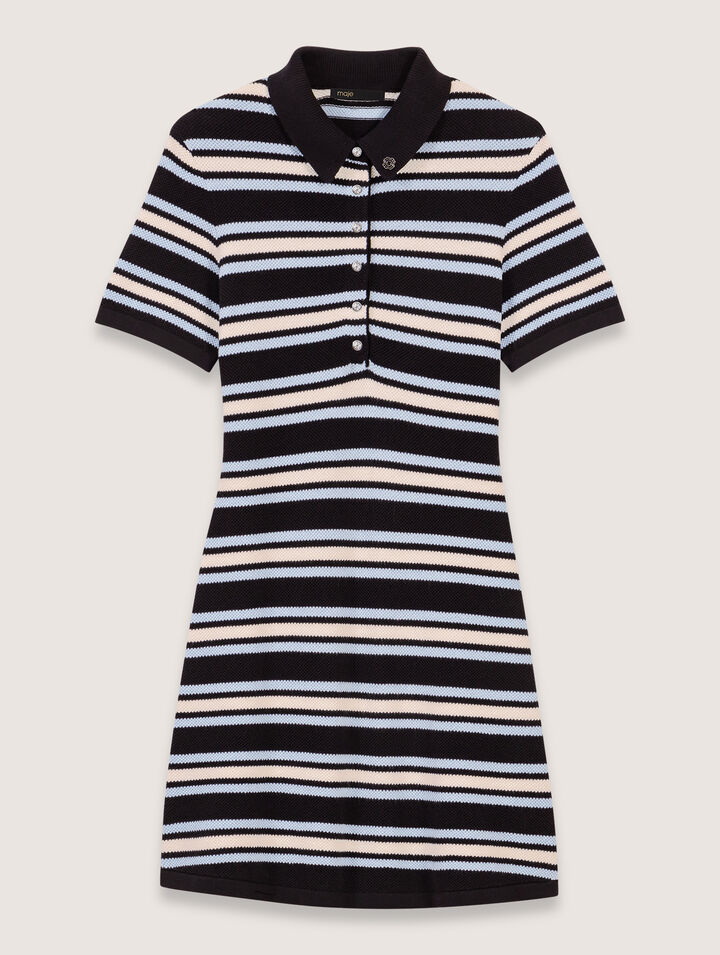 Striped knit polo dress