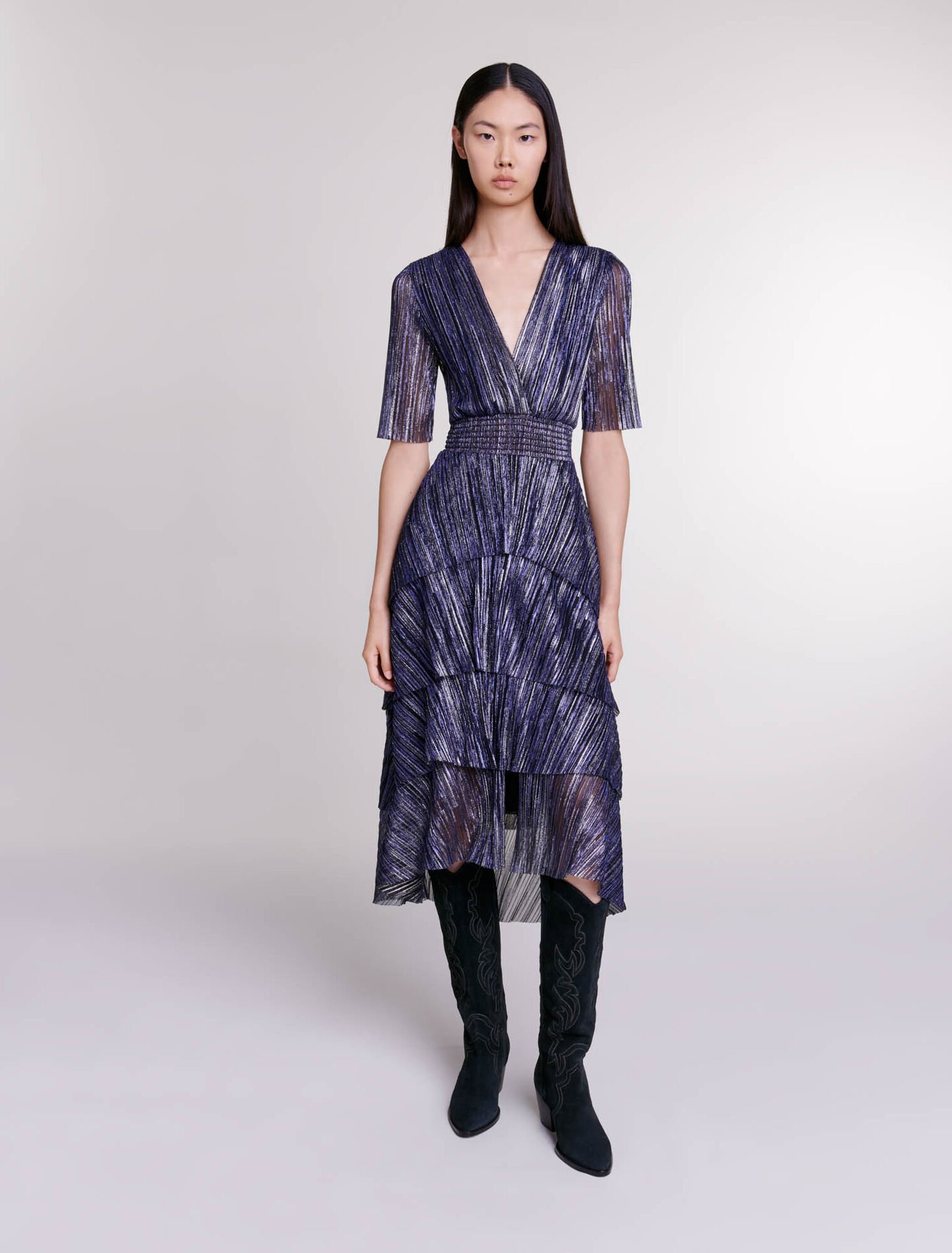 Robe lamée à volants